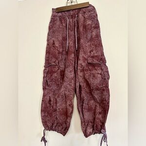 Free People Fly Away Parachute Cargo Pants Purple Dye Size 2